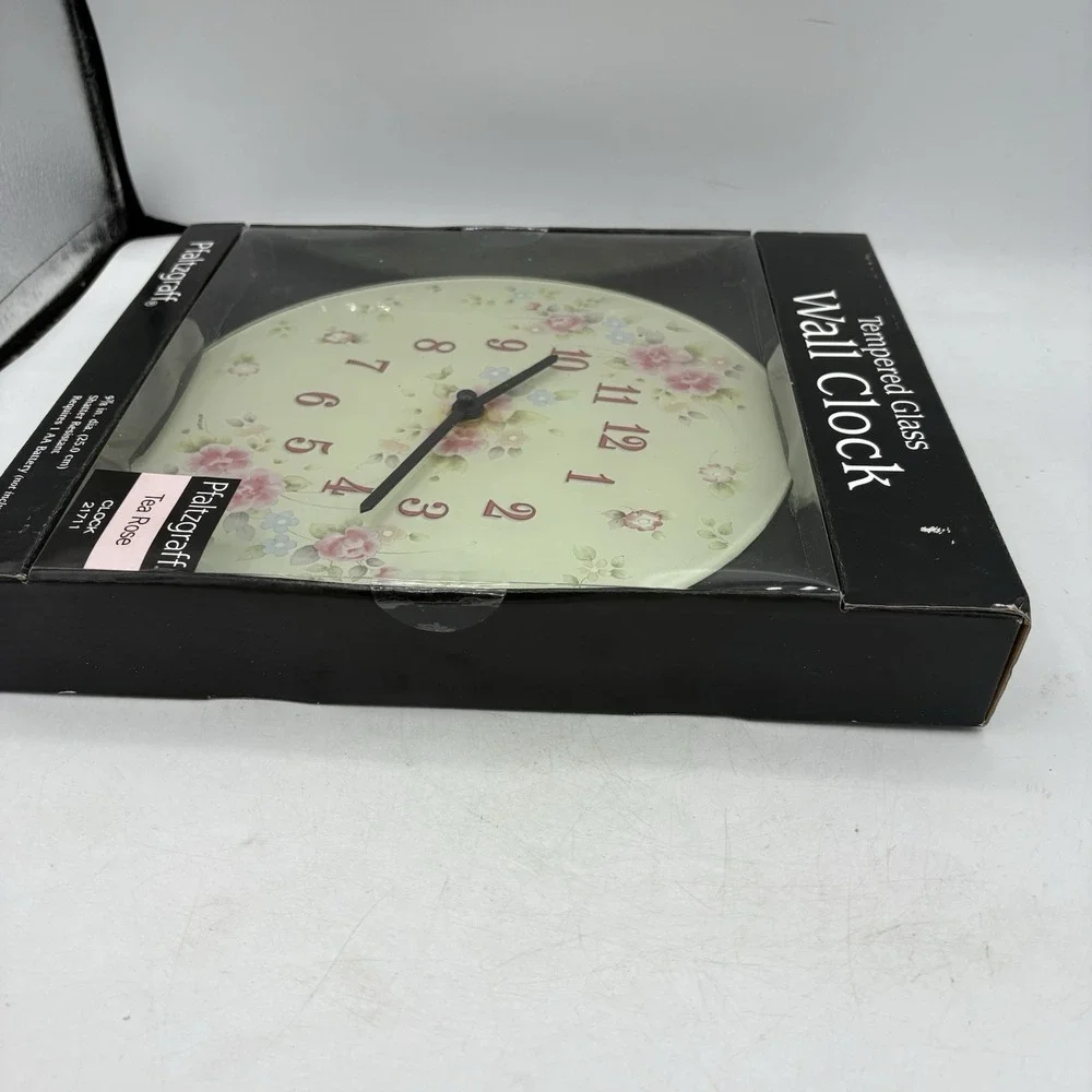 Pfaltzgraff Wall Clock Tea Rose Floral 9 7/8